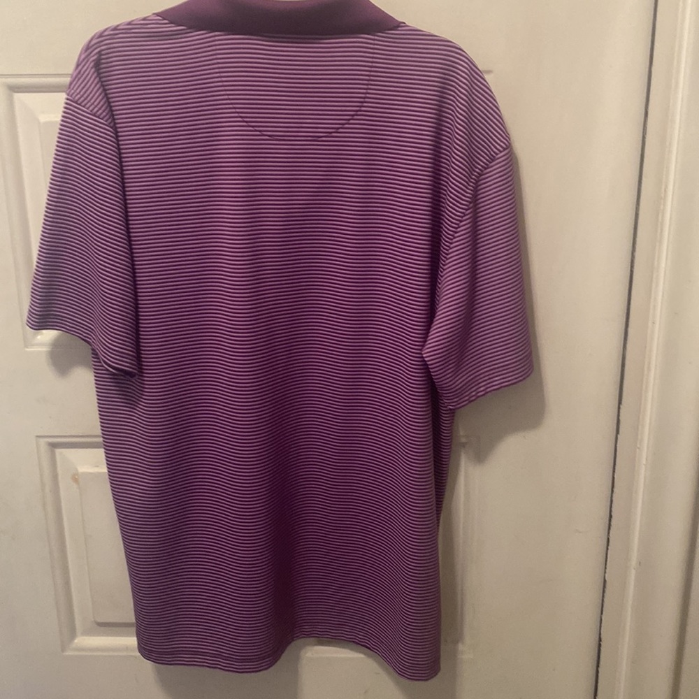 โSOLDโCubavera Menโs Polo Golf Purple Striped Short Sleeve Shirt XL - Picture 2 of 7